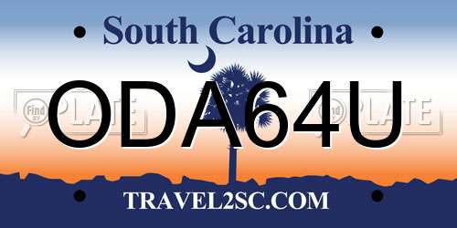 ODA64U South Carolina License Plate