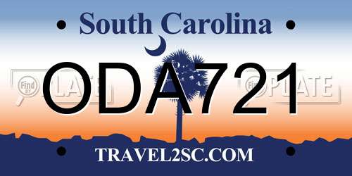 ODA721 South Carolina License Plate