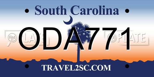 ODA771 South Carolina License Plate