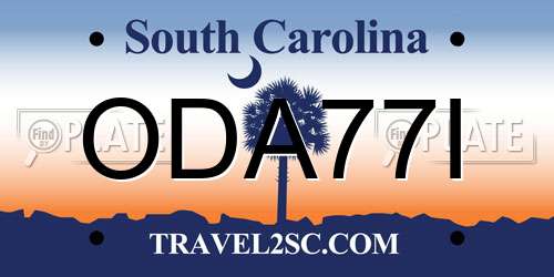 ODA77I South Carolina License Plate