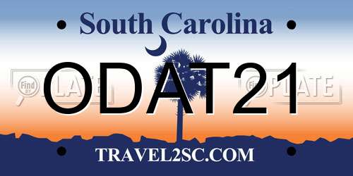 ODAT21 South Carolina License Plate