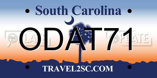 ODAT71 South Carolina License Plate