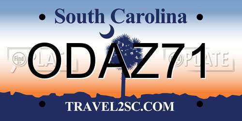 ODAZ71 South Carolina License Plate