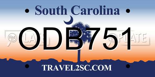ODB751 South Carolina License Plate