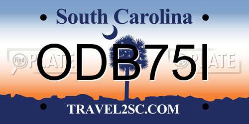 ODB75I South Carolina License Plate
