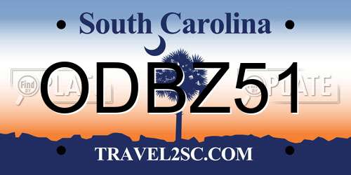 ODBZ51 South Carolina License Plate