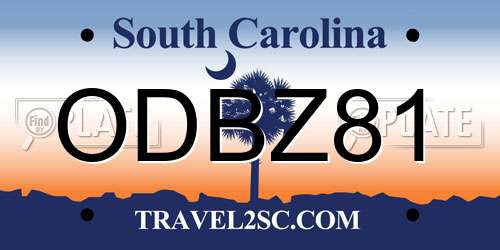 ODBZ81 South Carolina License Plate