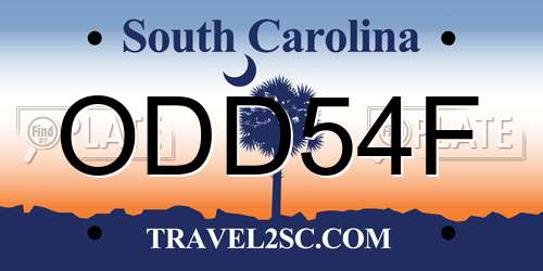 ODD54F South Carolina License Plate
