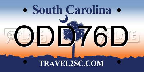 ODD76D South Carolina License Plate