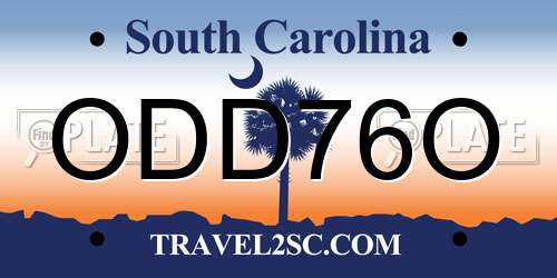 ODD76O South Carolina License Plate