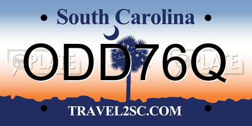 ODD76Q South Carolina License Plate