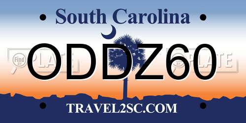 ODDZ60 South Carolina License Plate