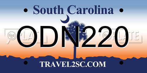 ODN220 South Carolina License Plate
