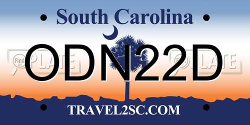 ODN22D South Carolina License Plate