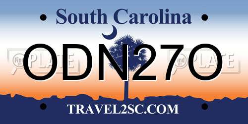ODN27O South Carolina License Plate