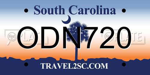 ODN720 South Carolina License Plate