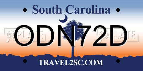 ODN72D South Carolina License Plate