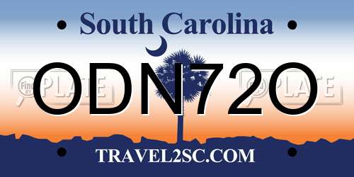ODN72O South Carolina License Plate