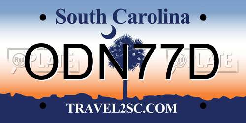 ODN77D South Carolina License Plate