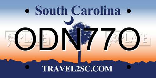 ODN77O South Carolina License Plate