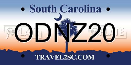 ODNZ20 South Carolina License Plate