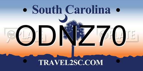 ODNZ70 South Carolina License Plate