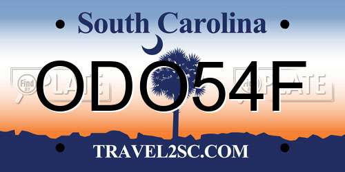 ODO54F South Carolina License Plate