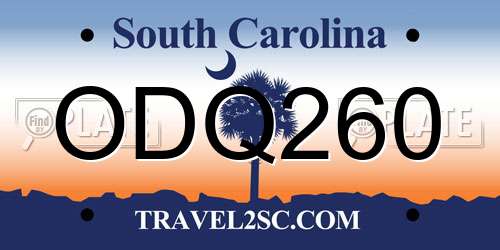 ODQ260 South Carolina License Plate