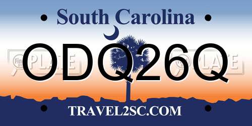 ODQ26Q South Carolina License Plate