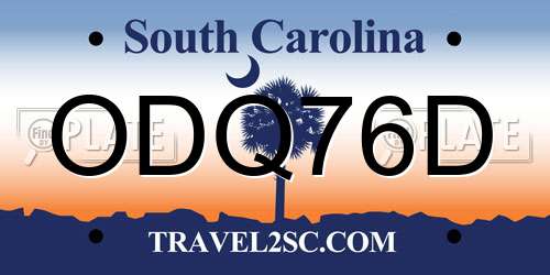 ODQ76D South Carolina License Plate