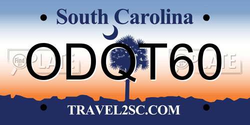 ODQT60 South Carolina License Plate