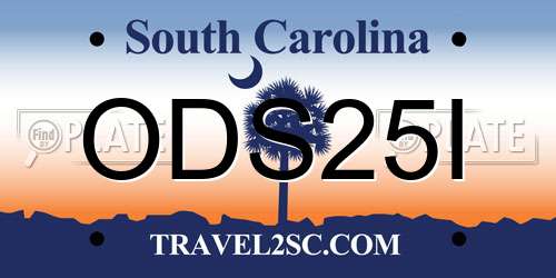 ODS25I South Carolina License Plate