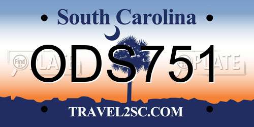 ODS751 South Carolina License Plate
