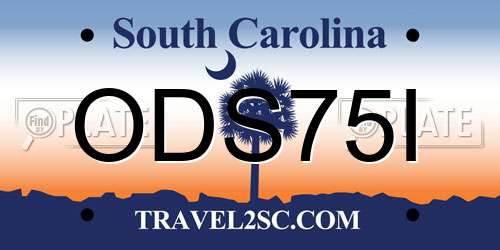 ODS75I South Carolina License Plate