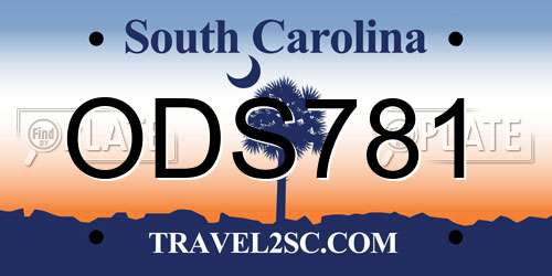 ODS781 South Carolina License Plate