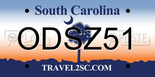 ODSZ51 South Carolina License Plate