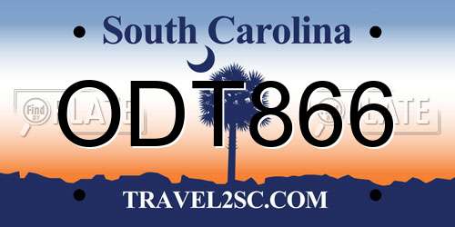 ODT866 South Carolina License Plate