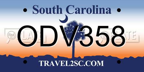 ODV358 South Carolina License Plate
