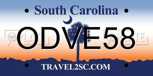 ODVE58 South Carolina License Plate