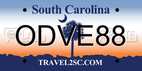 ODVE88 South Carolina License Plate
