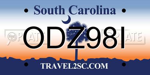 ODZ98I South Carolina License Plate