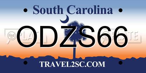 ODZS66 South Carolina License Plate