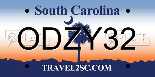 ODZY32 South Carolina License Plate