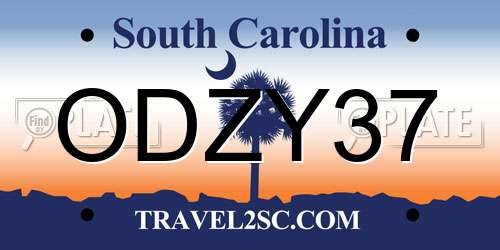 ODZY37 South Carolina License Plate