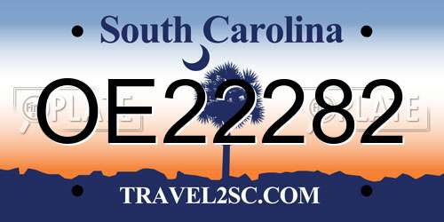 OE22282 South Carolina License Plate