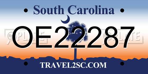 OE22287 South Carolina License Plate