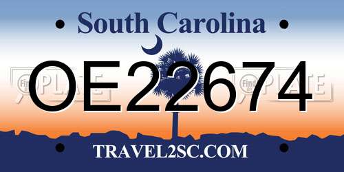 OE22674 South Carolina License Plate