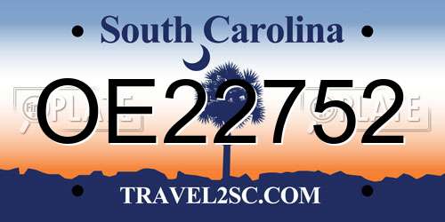 OE22752 South Carolina License Plate
