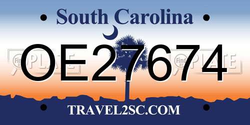OE27674 South Carolina License Plate