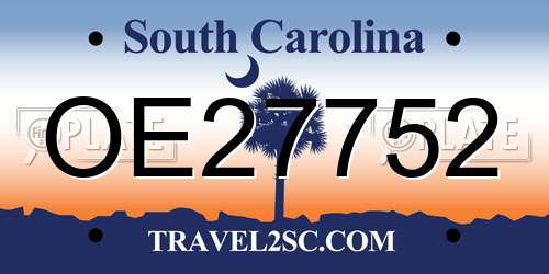 OE27752 South Carolina License Plate